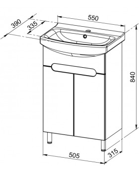 Тумба под умывальник АВН Ansi 96.01-foto3